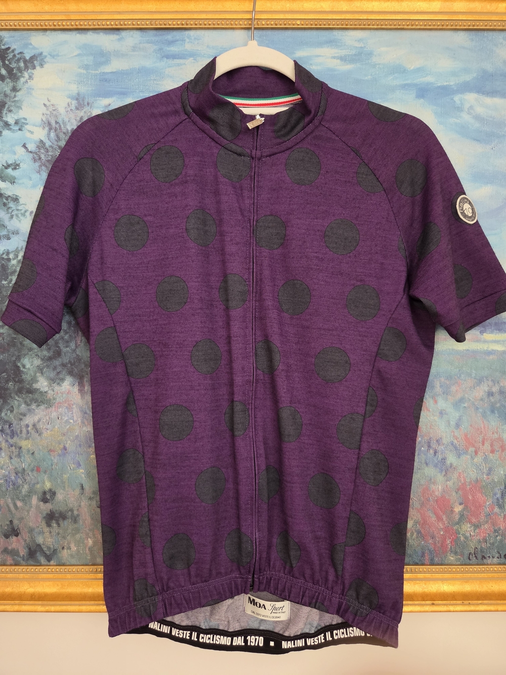 Nalini 1970s MOA Sport Italian Wool Cycling polka dot Jersey - MEDIUM